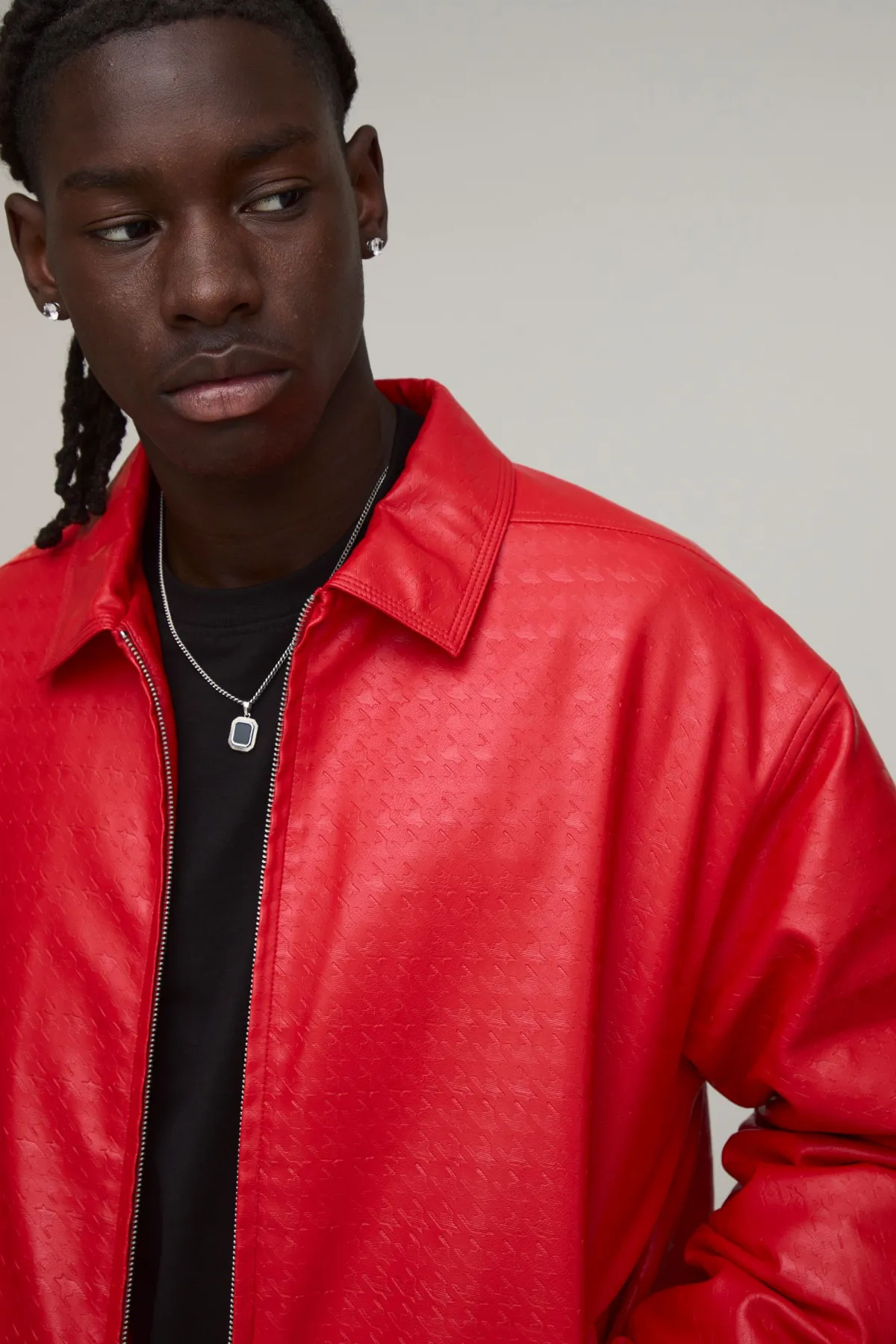boohooMAN Veste Harrington Texturée En Synthétique Coupe Boxy<Homme Manteaux Et Vestes