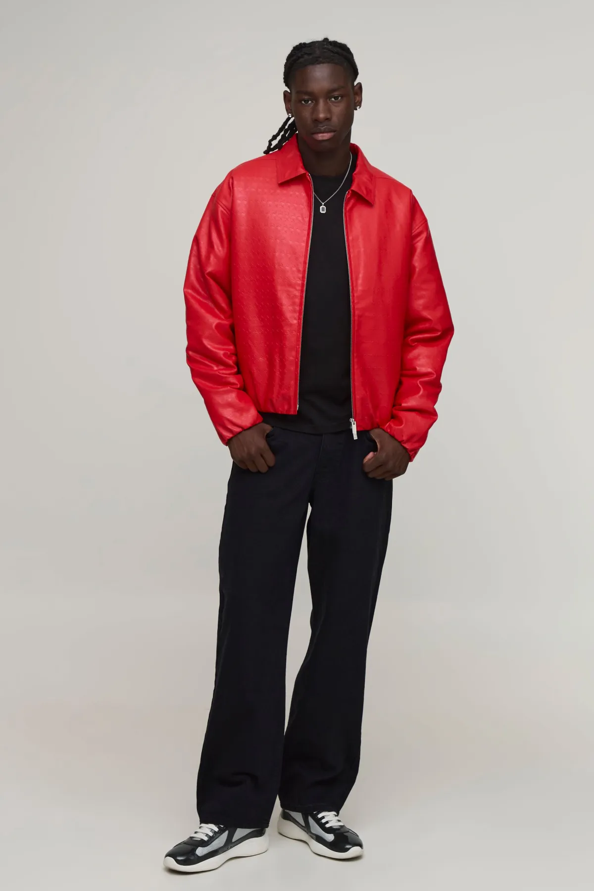 boohooMAN Veste Harrington Texturée En Synthétique Coupe Boxy<Homme Manteaux Et Vestes