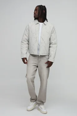boohooMAN Veste Harrington Texturée Froissée<Homme Manteaux Et Vestes
