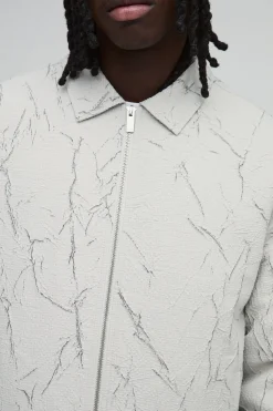boohooMAN Veste Harrington Texturée Froissée<Homme Manteaux Et Vestes
