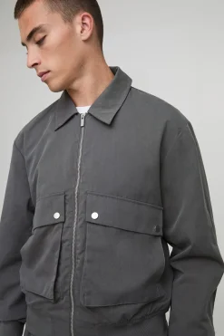 boohooMAN Veste Harrington utilitaire technique à poche cargo<Homme Manteaux Et Vestes