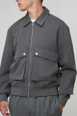 boohooMAN Veste Harrington utilitaire technique à poche cargo<Homme Manteaux Et Vestes