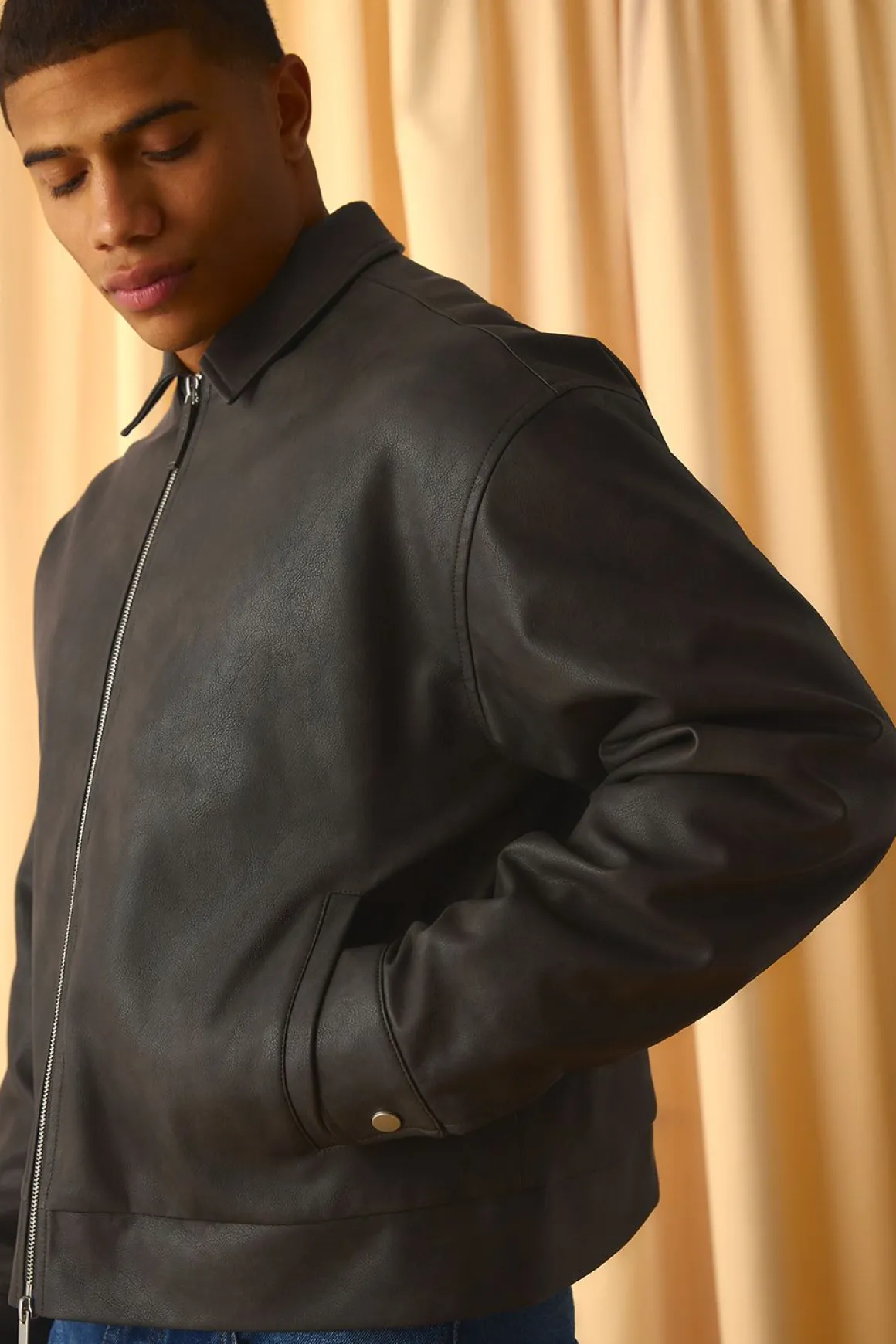Veste Harrington à zip antique en synthétique