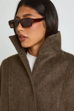 Veste Haute Col Montant Texturée Aspect Laine