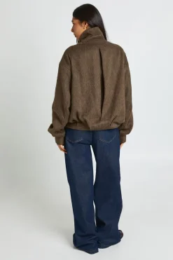 Veste Haute Col Montant Texturée Aspect Laine