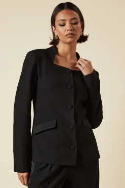 Veste Haute en Satin à Décolleté Cœur