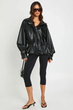 boohoo Veste Haute En Synthétiquecuir Grainé À Taille Cintrée Et Col Montant<Femme Vestes & Manteaux|Vestes En Similicuir