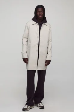 Veste imperméable en poly-twill à simple boutonnage