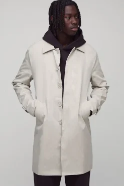 Veste imperméable en poly-twill à simple boutonnage