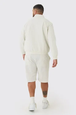 boohooMAN Veste intelligente Plus Stripe en seersucker à col entonnoir<Homme Tout Afficher|Costumes Et Tenues Formelles