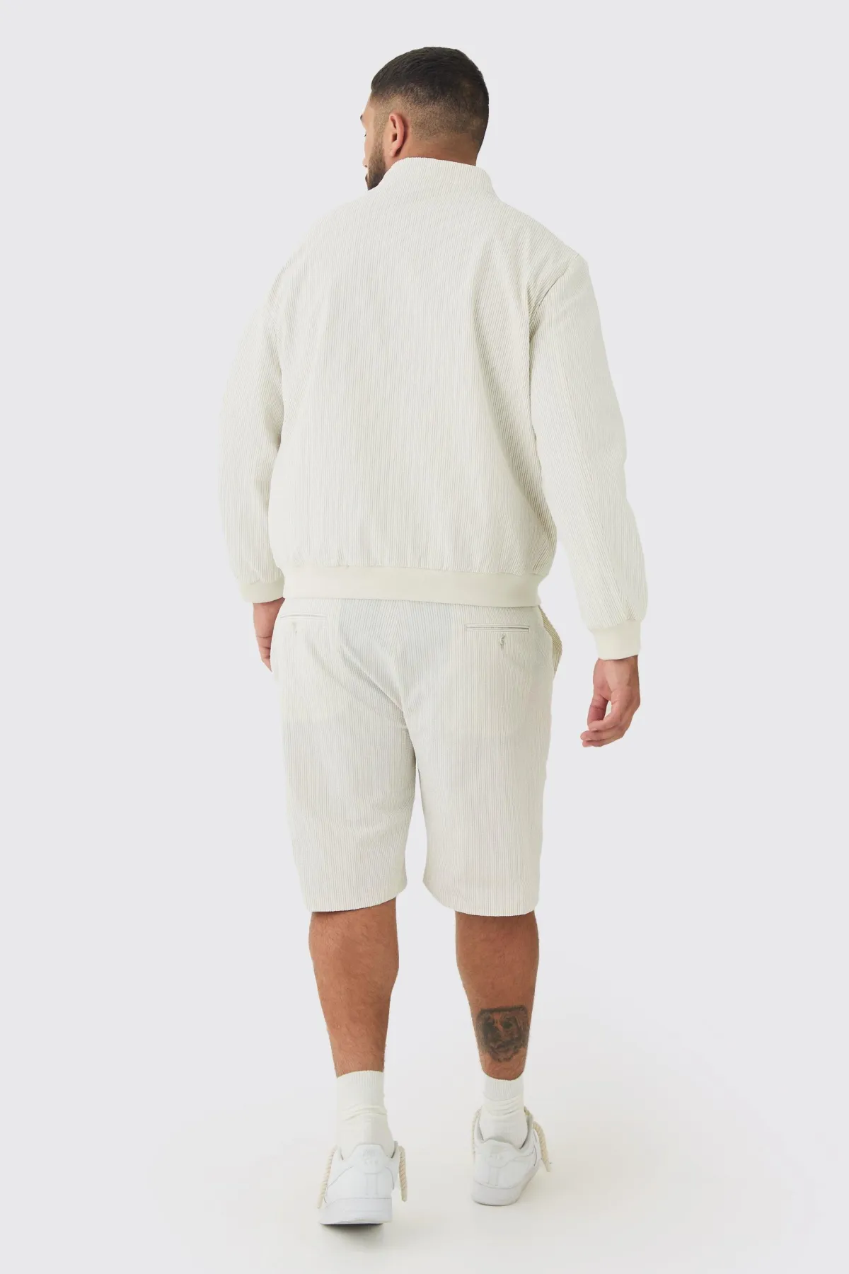 boohooMAN Veste intelligente Plus Stripe en seersucker à col entonnoir<Homme Tout Afficher|Costumes Et Tenues Formelles