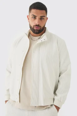 boohooMAN Veste intelligente Plus Stripe en seersucker à col entonnoir<Homme Tout Afficher|Costumes Et Tenues Formelles