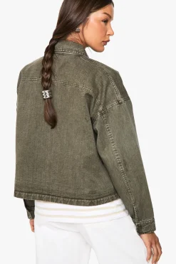 Veste lavée à détails boutons