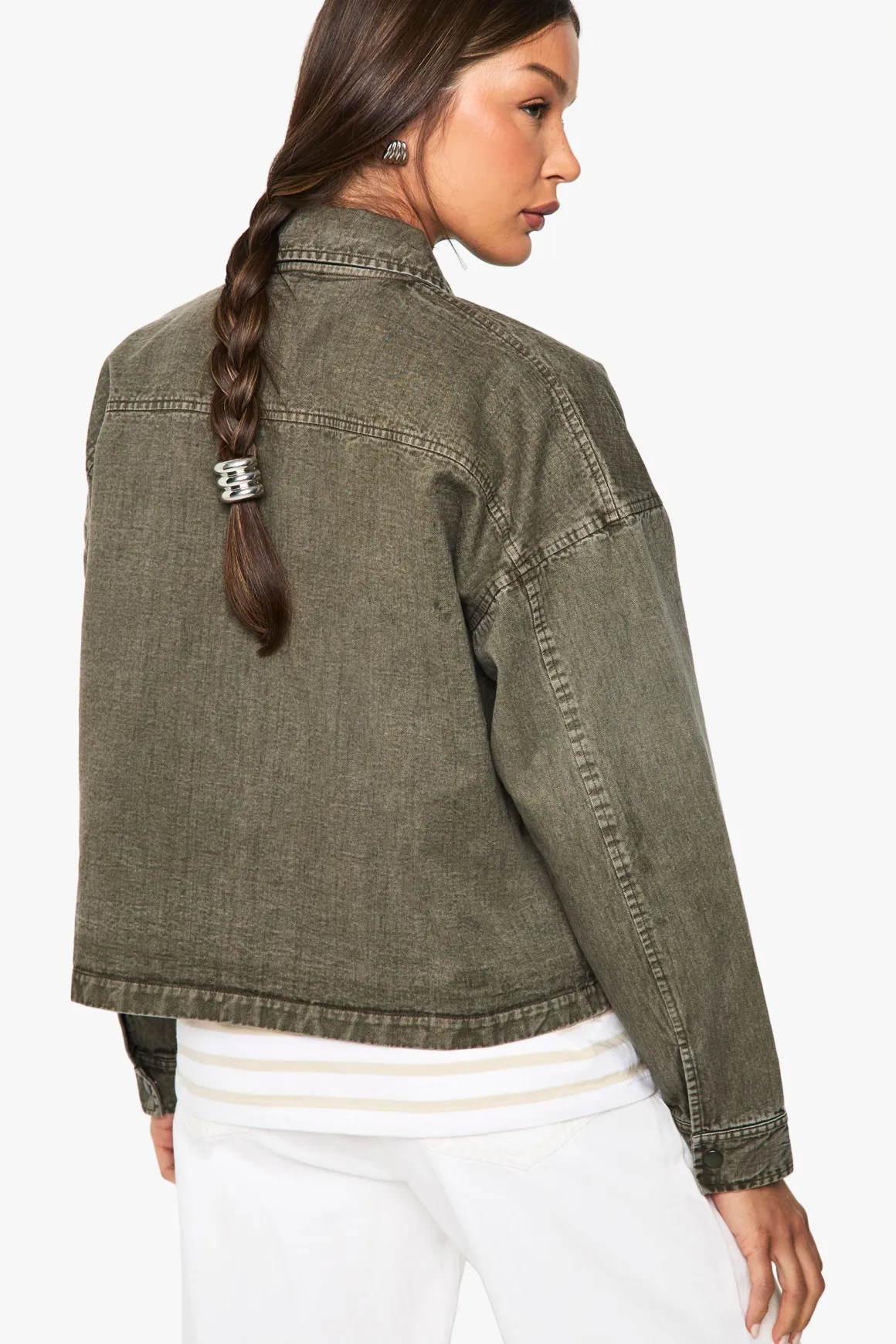 Veste lavée à détails boutons