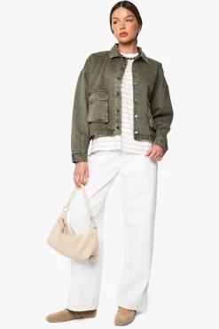 Veste lavée à détails boutons