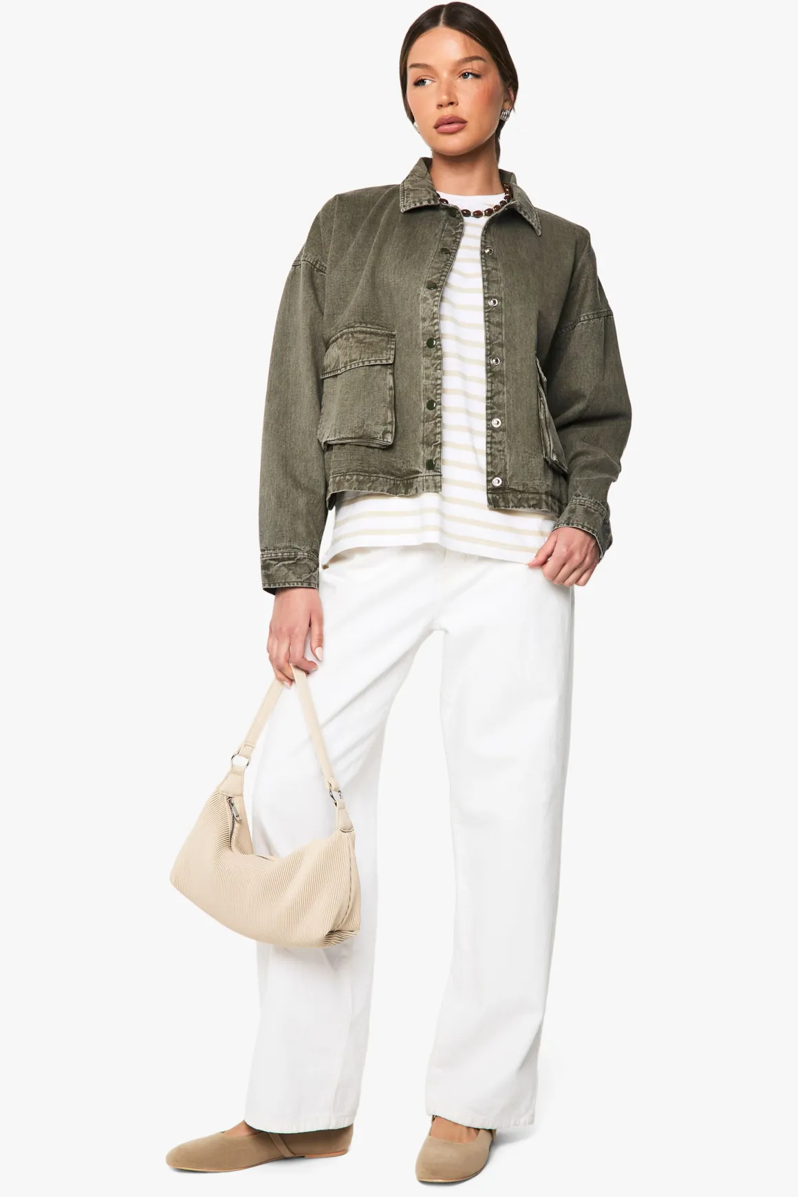 Veste lavée à détails boutons