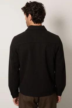 Veste Élégante Aspect Laine Noire