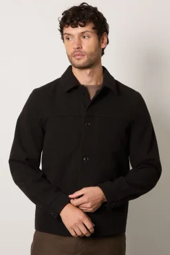 Veste Élégante Aspect Laine Noire