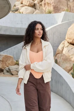 Veste Légère Col Montant Avec Liens Latéraux