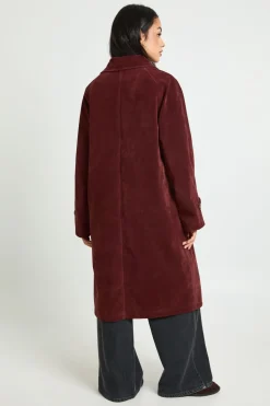 boohoo Veste longline à col en suède synthétique<Femme Vestes & Manteaux