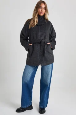 Veste Longue Effet Laine À Boutons Brandebourg