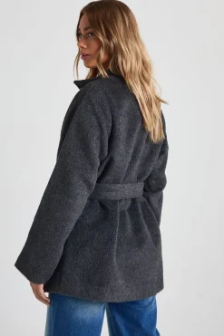 Veste Longue Effet Laine À Boutons Brandebourg