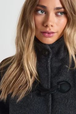 Veste Longue Effet Laine À Boutons Brandebourg