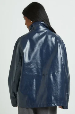 boohoo Veste Longue En Synthétiquecuir Avec Col<Femme Vestes & Manteaux|Vestes En Similicuir