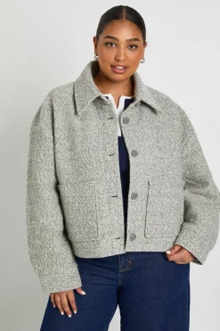boohoo Veste Look Laine Bouclé à col contrasté<Femme Manteaux Et Vestes D’Automne|Vestes & Manteaux