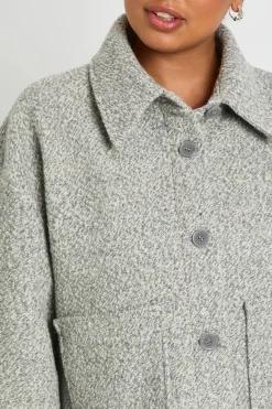 boohoo Veste Look Laine Bouclé à col contrasté<Femme Manteaux Et Vestes D’Automne|Vestes & Manteaux