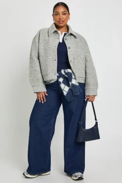 boohoo Veste Look Laine Bouclé à col contrasté<Femme Manteaux Et Vestes D’Automne|Vestes & Manteaux