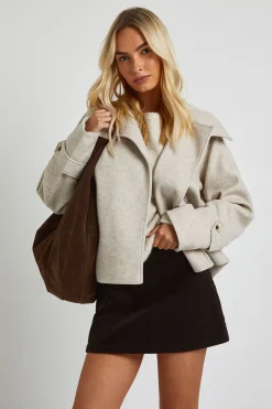 Veste look laine à col tunnel