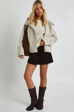 Veste look laine à col tunnel