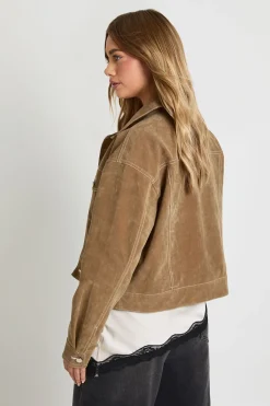 boohoo Veste Look Suède à couture contrastante<Femme Manteaux Et Vestes D’Automne|Vestes & Manteaux
