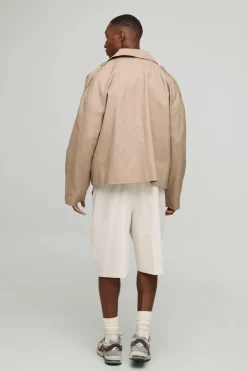 boohooMAN Veste Mac en sergé à double boutonnage, surdimensionnée et carrée<Homme Manteaux Et Vestes