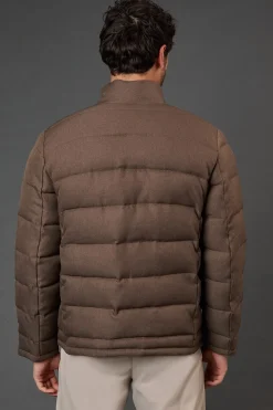 Veste Matelassée Aspect Laine Taupe