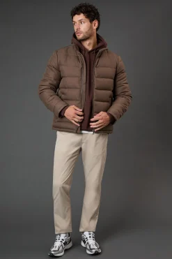 Veste Matelassée Aspect Laine Taupe