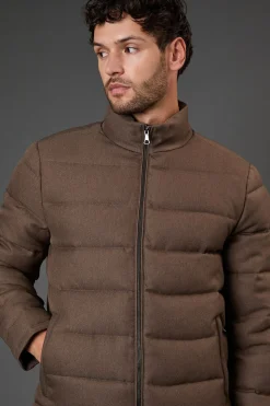 Veste Matelassée Aspect Laine Taupe