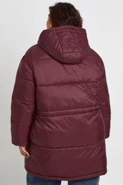 Veste matelassée à capuche et à taille cintrée Plus