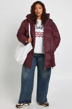 Veste matelassée à capuche et à taille cintrée Plus