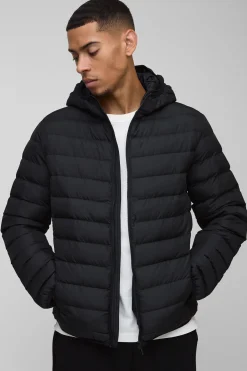 boohooMAN Veste matelassée à capuche Regular Fit zippée<Homme Vestes & Manteaux Grande Taille|Tout Afficher
