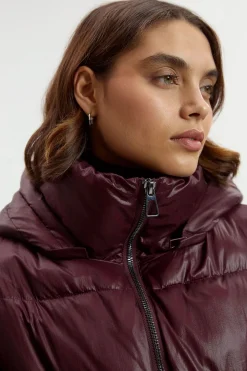 Veste Matelassée à Casynthétiqueche avec Cordon de Serrage à la Taille et Poignets Côtelés