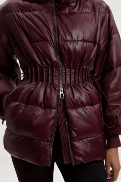 Veste Matelassée à Casynthétiqueche avec Cordon de Serrage à la Taille et Poignets Côtelés