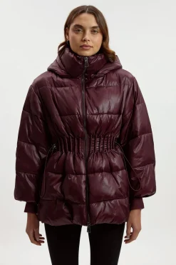 Veste Matelassée à Casynthétiqueche avec Cordon de Serrage à la Taille et Poignets Côtelés