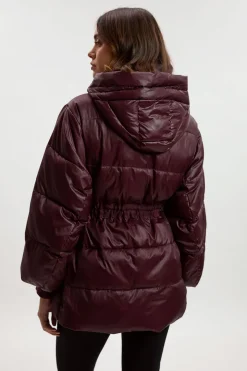 Veste Matelassée à Casynthétiqueche avec Cordon de Serrage à la Taille et Poignets Côtelés