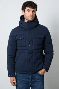 Veste Matelassée À Casynthétiqueche Bleu Marine Foncé