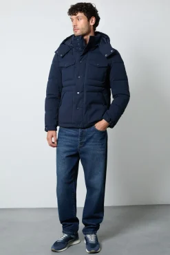 Veste Matelassée À Casynthétiqueche Bleu Marine Foncé
