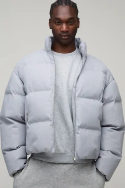 boohooMAN Veste Matelassée Doudoune Col Montant Coupe Ample Mi-saison Tall Man<Homme Tout Afficher|Vestes & Manteaux Tall