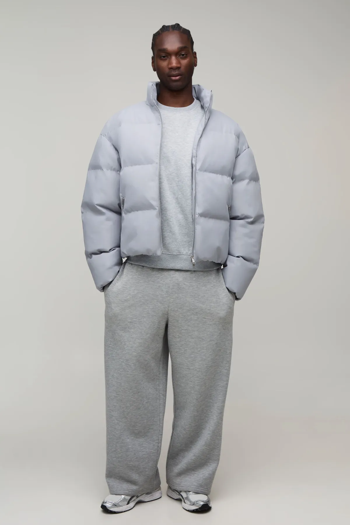boohooMAN Veste Matelassée Doudoune Col Montant Coupe Ample Mi-saison Tall Man<Homme Tout Afficher|Vestes & Manteaux Tall