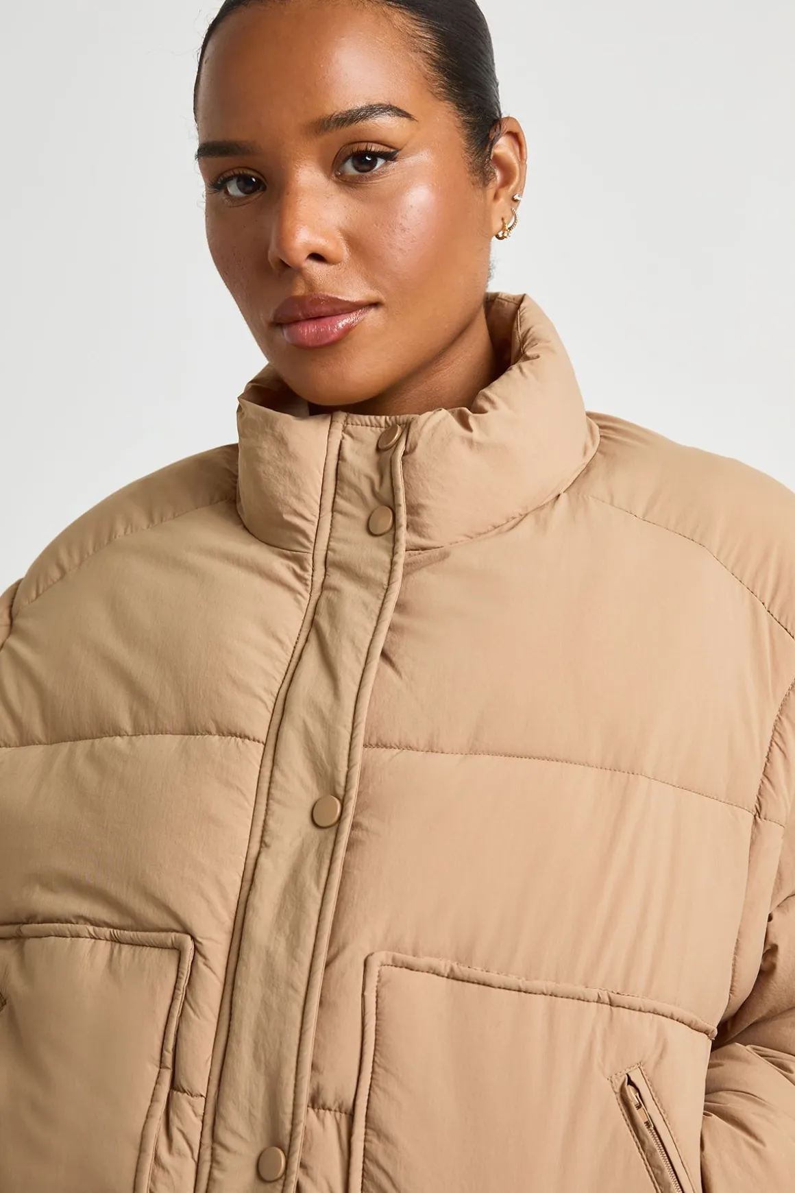Veste Matelassée Grande Taille Col Montant